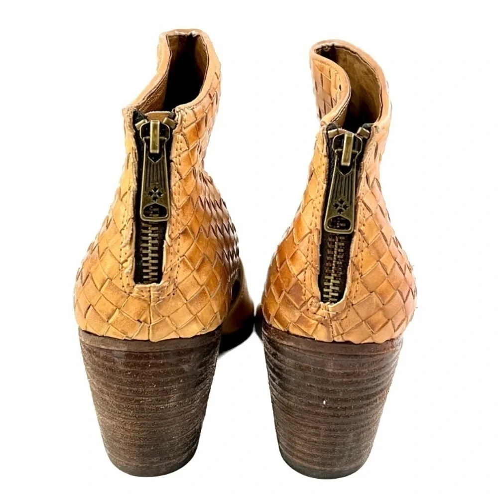 Patricia Nash Woven Leather Peep Toe Booties | Boho Italian Style | Size 10 - Picture 3 of 9